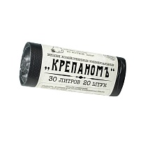 Мешки для мусора 30 л, черные, в рулоне 20 шт., ПНД, 7 мкм, 560х440 мм, Крепаномъ, 4607075710580 в Люберцах