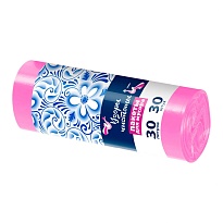 Мешки для мусора 30 л, розовые, в рулоне 30 шт., ПНД, 8 мкм, 560х480 мм, Узоры Чистоты, МУ3605 (ММЭ-30роз) в Люберцах