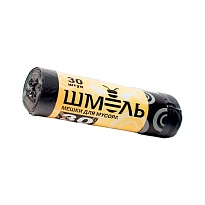 Мешки для мусора 30 л, черные, в рулоне 30 шт., ПНД, 7 мкм, 600х500 мм, ШМЕЛЬ, 4625 в Люберцах