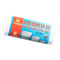 Мешки для мусора 30 л, белые, в рулоне 30 шт., ПНД, 5 мкм, 560х480 мм, Эконом, МЭ2585 (МНЭ 30-30б) в Люберцах