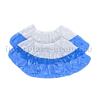 Бахилы бело-синие 1000 шт (500 пар), 48 мкм, двойная подошва, с одной резинкой, Эконом+ в Люберцах