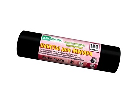 Мешки для мусора 180 л, ароматизированные, черные, в рулоне 10 шт., ПВД, 50 мкм, 1100х930 мм, EXTRA black, 18008301 в Люберцах