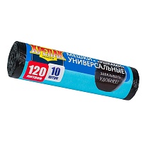 Мешки для мусора 120 л, с ушками, черные, в рулоне 10 шт., ПНД, 15 мкм, 1100х700 мм, Крепак, 4607075710474 в Люберцах