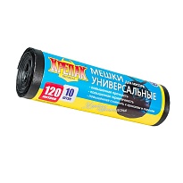 Мешки для мусора 120 л, черные, в рулоне 10 шт., ПНД, 15 мкм, 1100х700 мм, Крепак, 4607075710214 в Люберцах