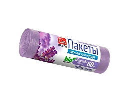 Мешки для мусора 60 л, ароматизированные, Лаванда, сиреневые, в рулоне 20 шт., ПНД, 9 мкм, 650х550 мм, GRIFON Aroma, 101-023 La в Люберцах