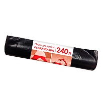 Мешки для мусора 240 л, черные, в рулоне 10 шт., ПВД 100 мкм, 1350х900 мм, Концепция Быта, 603887 в Люберцах