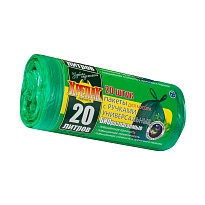 Мешки для мусора 20 л, биоразлагаемые, с ручками, черные, в рулоне 30 шт., ПНД, 10 мкм, 550х440 мм, Крепак, 4607075710047 в Люберцах
