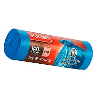 Мешки для мусора 160 л, синие, в рулоне 10 шт., ПВД, 21 мкм, 1200х870 мм, PACLAN Big&Strong, 604075 в Люберцах