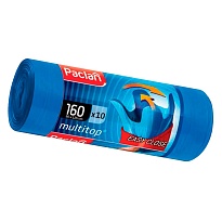Мешки для мусора 160 л, с ушками, синие, в рулоне 10 шт., ПВД, 30 мкм, 1250х900 мм, PACLAN Multitop, 604064 в Люберцах