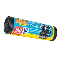 Мешки для мусора 180 л, черные, в рулоне 10 шт., ПНД, 20 мкм, 1150х800 мм, Крепак, 4607075710481 в Люберцах