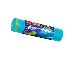 Мешки для мусора 35 л, с завязками, голубые, в рулоне 20 шт., ПНД, 12 мкм, 560х530 мм, GRIFON, 101-061 в Люберцах