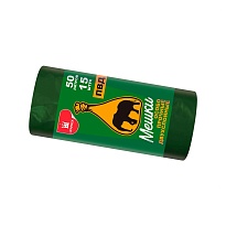 Мешки для мусора 50 л, зеленые, в рулоне 15 шт., ПВД, 24 мкм, 660х540 мм, Уфа Пак, МВ1519О (МВ 50-15ор) в Люберцах