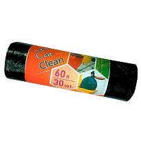 Мешки для мусора 60 л, черные, в рулоне 30 шт., ПНД, 6 мкм, 640х580 мм, Концепция Быта EcoClean, 603890 в Люберцах