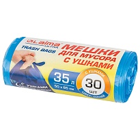 Мешки для мусора 35 л, с ушками, синие, в рулоне 30 шт., ПНД, 11 мкм, 650х500 мм, LAIMA ULTRA, 607684 в Люберцах
