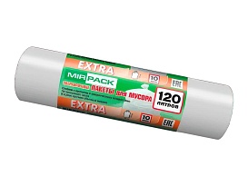 Мешки для мусора 120 л, белые, в рулоне 10 шт., ПНД, 14 мкм, 1100х700 мм, EXTRA, ex1201803 в Люберцах