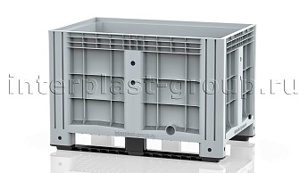 Контейнер iBox сплошной на полозьях с пробкой 1 дюйм серый в Люберцах