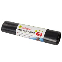 Мешки для мусора 240 л, черные, в рулоне 5 шт., ПВД 30 мкм, 1300х900 мм, Любаша, 605338 в Люберцах