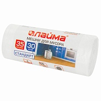 Мешки для мусора 35 л, белые, в рулоне 30 шт., ПНД, 6 мкм, 550х480 мм, LAIMA, 605538 в Люберцах