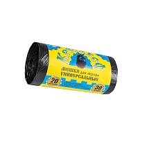 Мешки для мусора 20 л, с ушками, черные, в рулоне 30 шт., ПНД, 10 мкм, 550х440 мм, Крепакоф, 4607075710221 в Люберцах