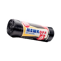 Мешки для мусора 60 л, черные, в рулоне 20 шт., ПНД, 9 мкм, 700х600 мм, МЕШКОFF, 4045 в Люберцах